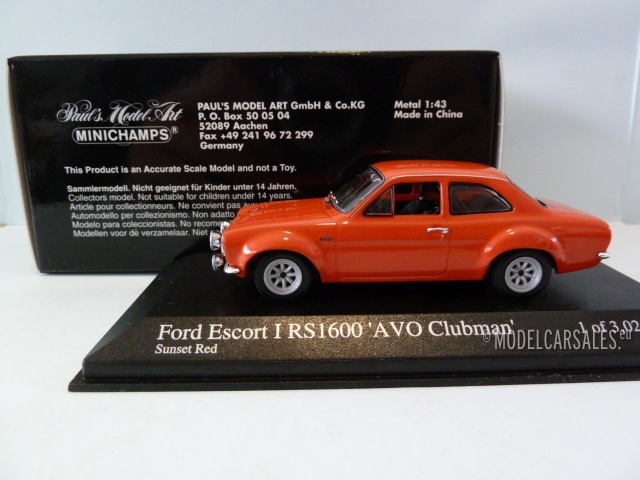 Ford Escort I RS 1600 AVO Clubman Red 1:43 400688101 MINICHAMPS
