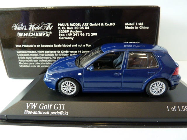 speelplaats gokken ornament Volkswagen Golf IV GTi Dark Blue Met. 1:43 430056009 MINICHAMPS diecast  model car / scale model For Sale