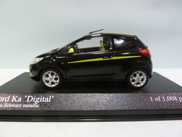 Ford Ka Digital Black Yellow 1 43 Minichamps Diecast Model Car Scale Model For Sale