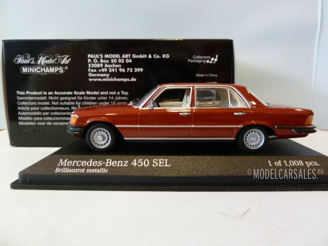 Mercedes Benz 450 Sel 6 9 W116 Brilliant Red Metallic 1 43 Minichamps Diecast Model Car Scale Model For Sale