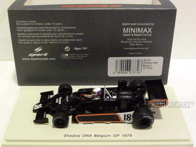 Shadow DN9 F1 #18 Belgian GP 1:43 S7372 SPARK diecast model car 