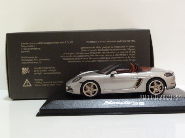 Porsche Boxter Edition 25 ans type 982 2021 Gris Argent GT 1/43 Minichamps WAP02