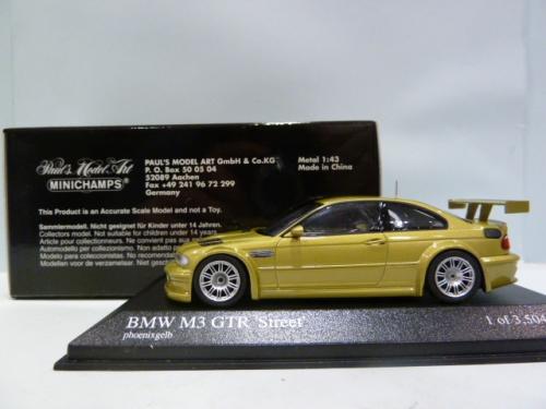 BMW M3 GTR Street (e46) Yellow Metallic 1:43 400012101 MINICHAMPS 